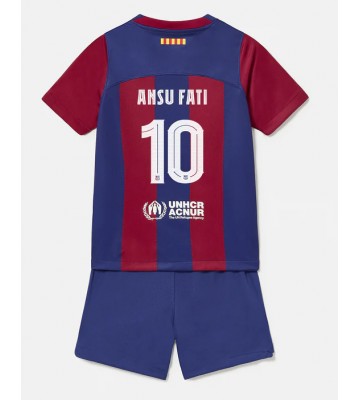 Barcelona Ansu Fati #10 Hjemmedraktsett Barn 2023-24 Kortermet (+ Korte bukser)